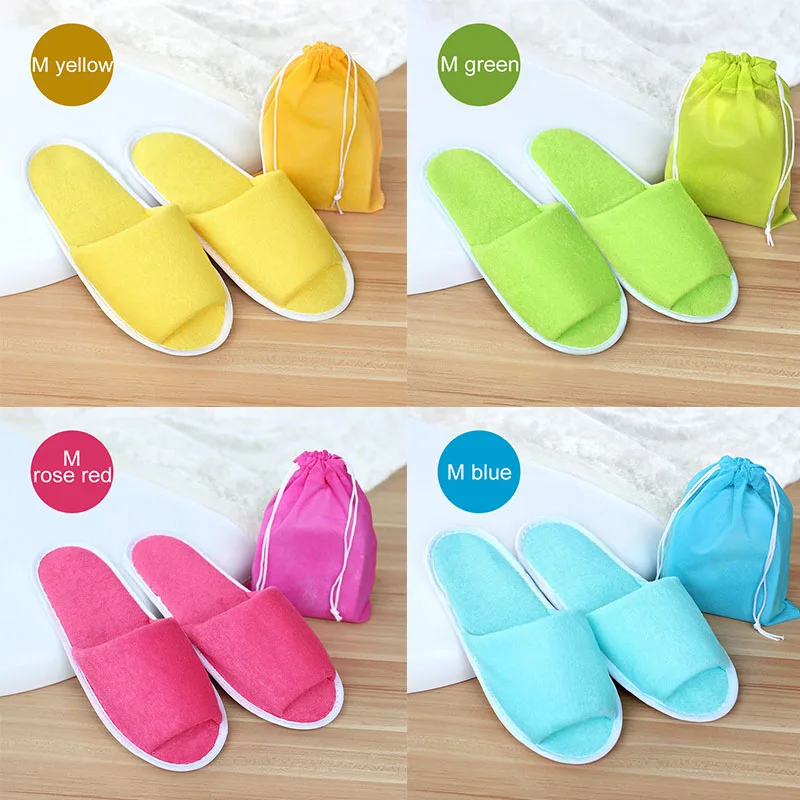 1 Pair Home Guest Slippers Simple Slippers With Bag Hotel Travel Spa Supplies Portable Folding Indoor Accessories