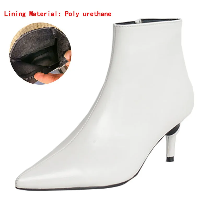 Новые Стильные Ботинки martin с острым носком на высоком каблуке; сезон осень-зима белые ботинки кожаные ботинки женские ботинки весенняя обувь на танкетке - Цвет: White(heels 8cm)