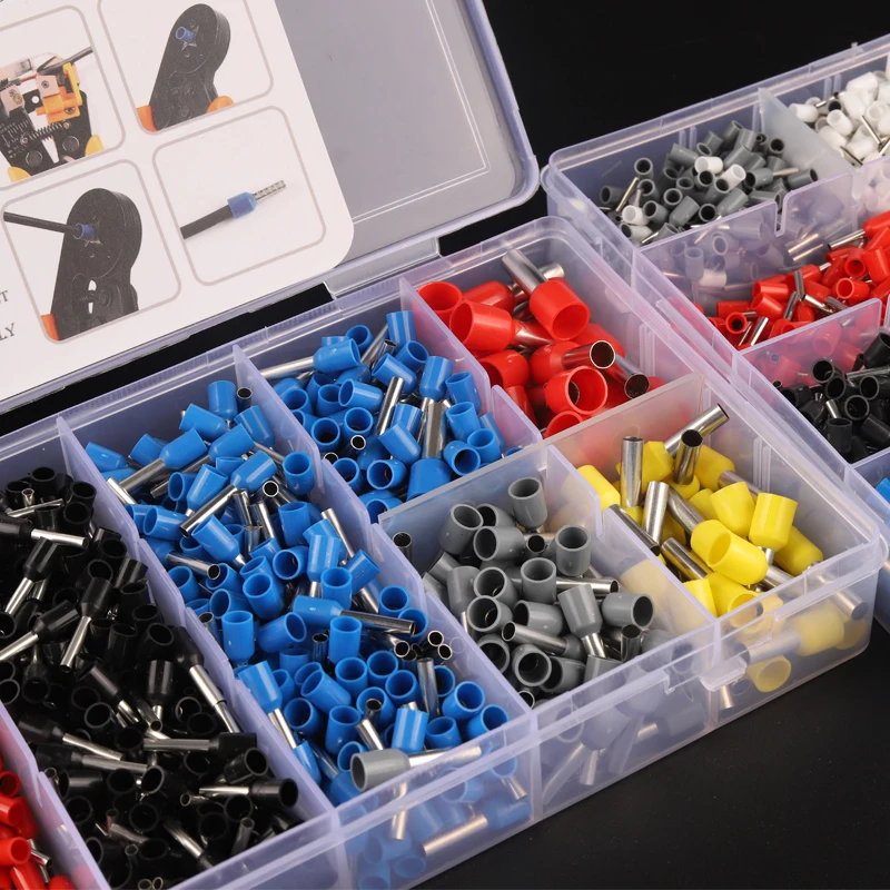 Boxed VE Series Insulated Terminal Block Cord End Crimping Sleeve Terminal Cable Wire Connector Electrical Tube Terminals Suit