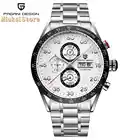 Pagani Дизайн 42 мм Мужские Топ часы Серебряный чехол с черным циферблатом многофункциональные кварцевые часы тахеометр - 4