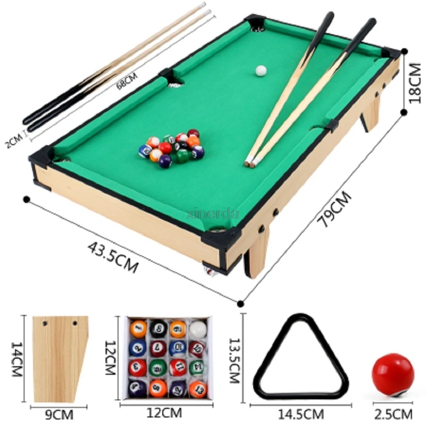 Children's Mini Billiard Table Sets, Wood Frame, Balls and Cue, Kids Play Sport Toy, L Size, HD356-2