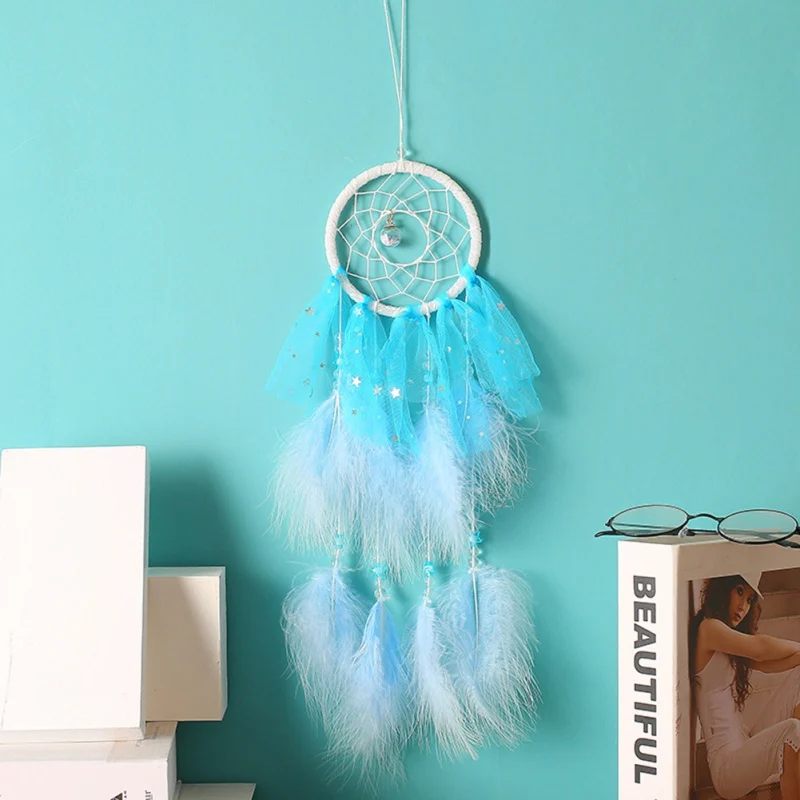 Wind Chimes Handmade Indian Dream Catcher Net With Feathers Car Wall Hanging Dream Catcher Craft Gift Home Decoration