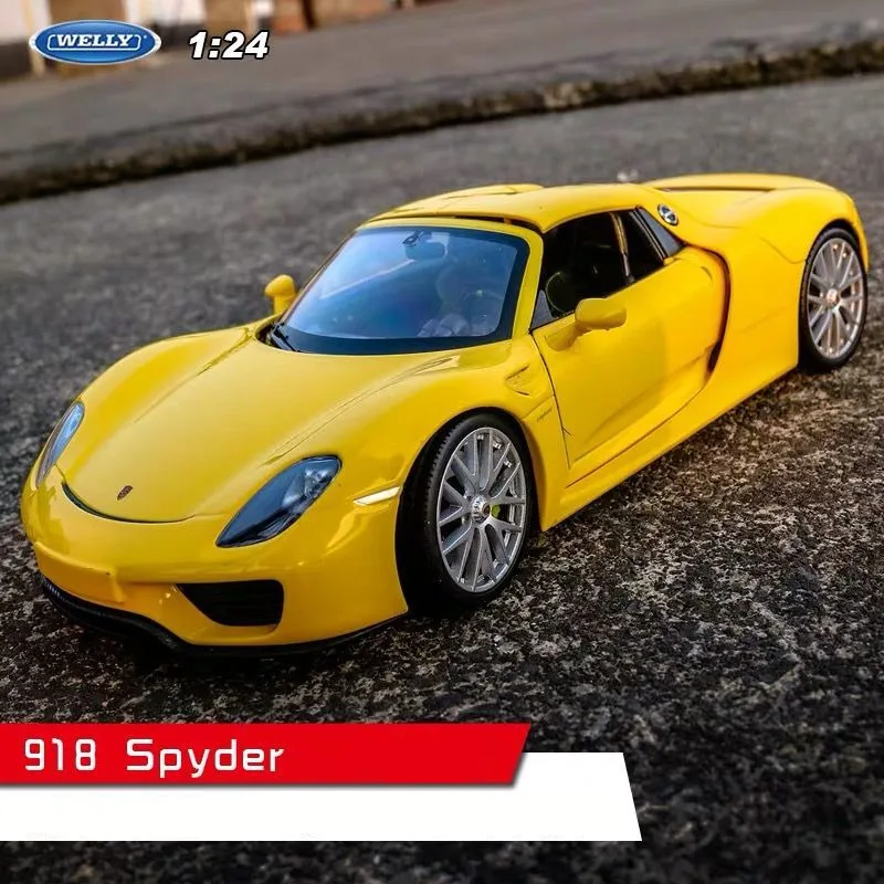 Welly 1:24 Porsche 918 модель автомобиля из сплава Модель автомобиля украшение автомобиля коллекция Подарочная игрушка Литье под давлением модель игрушка для мальчиков - Цвет: 918 Spyder