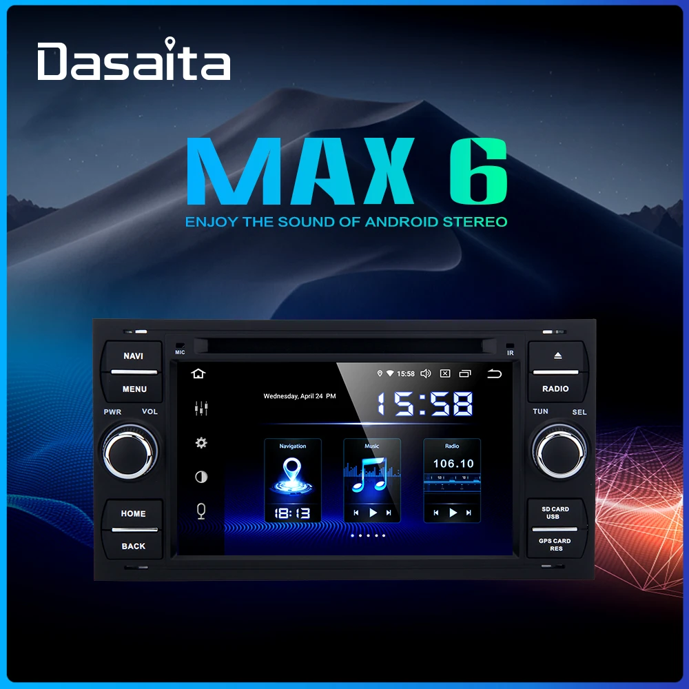 

Dasaita 7" Car 2 din Android 9.0 Radio for Ford Galaxy S-Max Fusion Fiesta Kuga old Mondeo Autoradio GPS Navigator 64G ROM MAX6