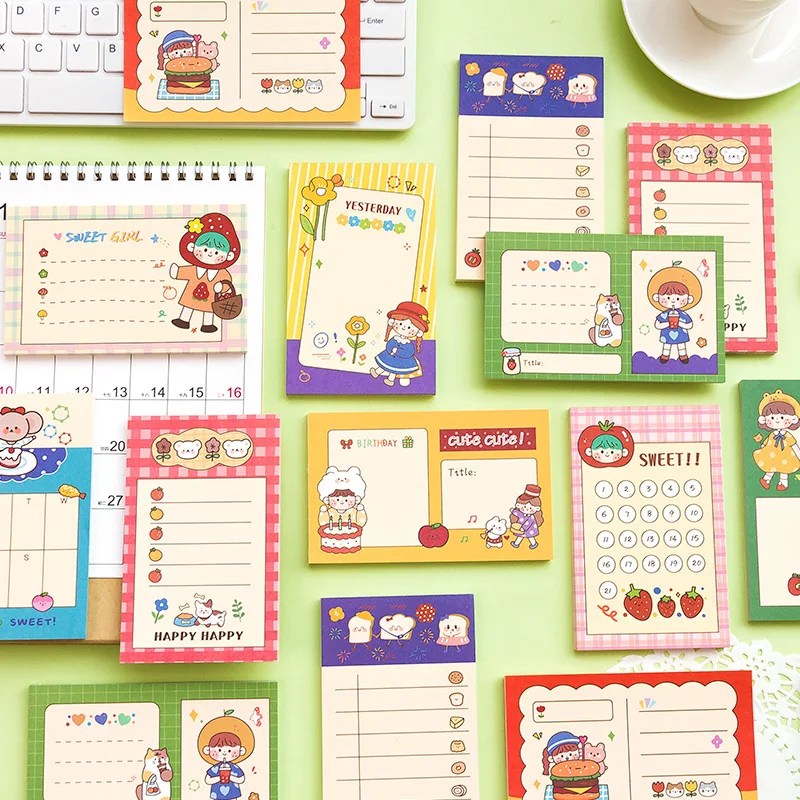 50 Sheets Kawaii Mini Note Pad Kawaii Girl and Friends Memo Pads Paper ...
