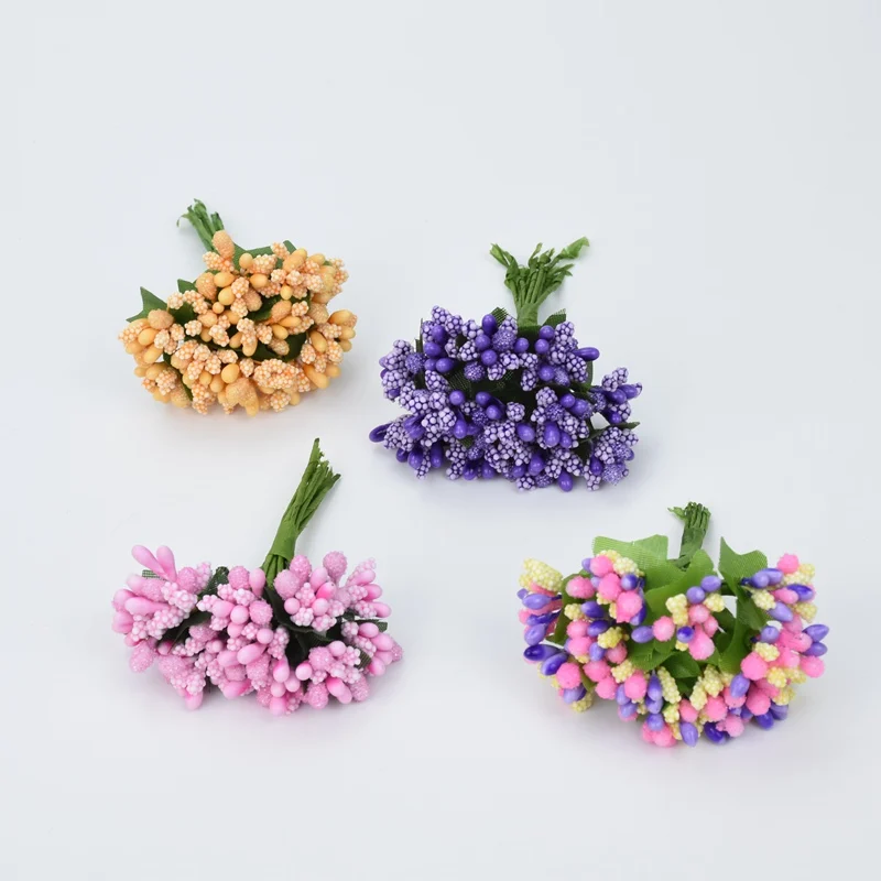 12 Pieces Stamen Diy Gifts Candy Box Home Decor Wedding Decorative Flowers Wreaths Christmas Crafts Artificial Flowers artificial flowers
