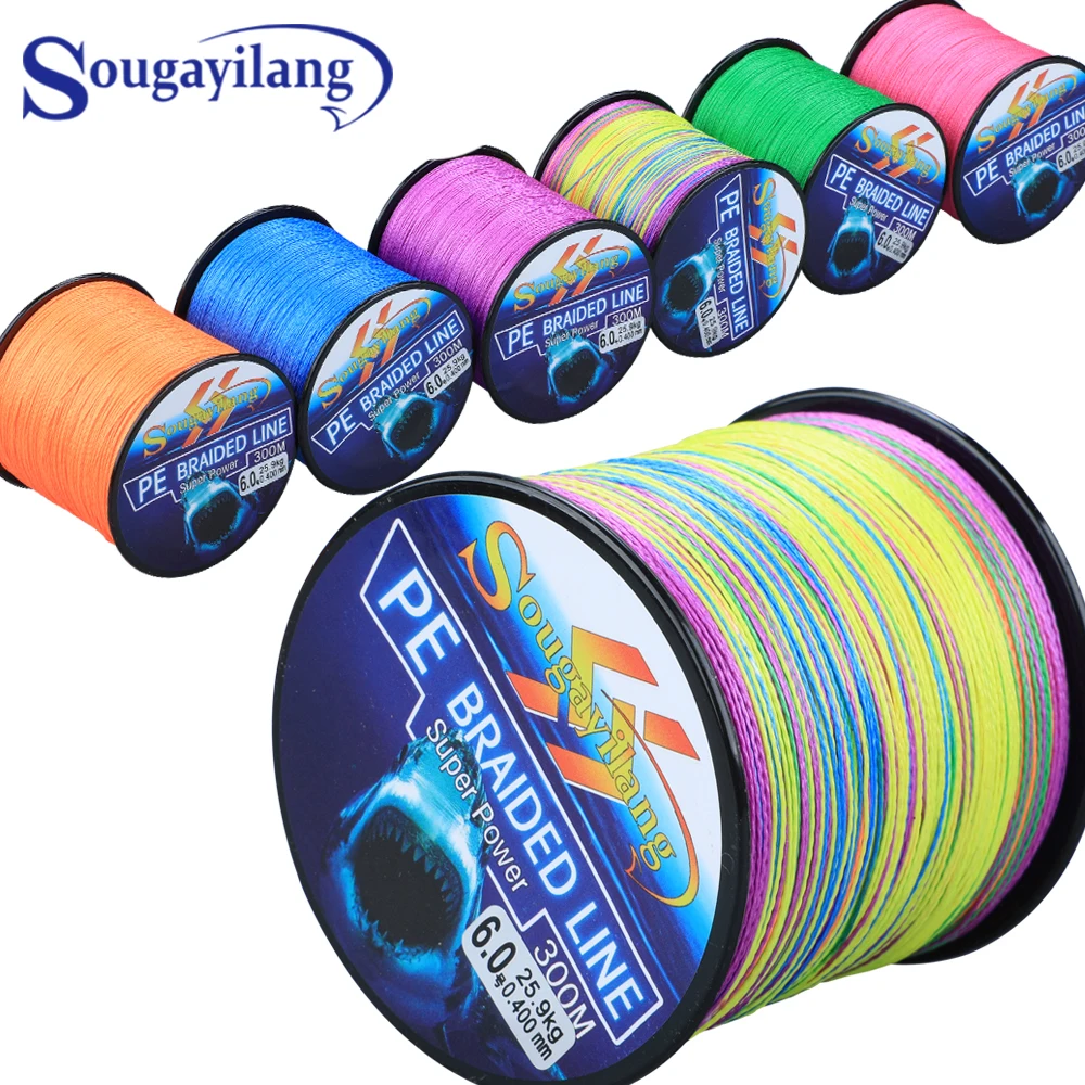 

Sougayilang 4 Strands Braided Fishing Line 0.6-8.0# 300M PE Fishing Line 6.3-32.8kg Multifilament Fishing Line Smooth Pesca