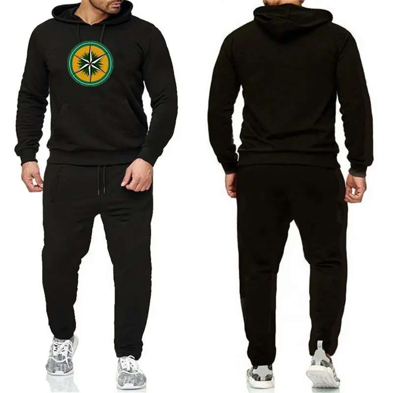 Blog Olevo 2Pcs Sets New Men's Hoodie Printed Hooded Pullover Loose Sweatshirt Tracksuit Leisure Sweatpants Sports Bodybuilding Set