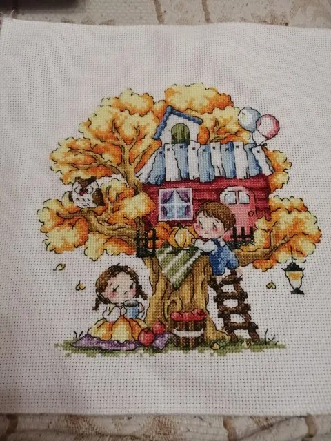 Treehouse of 4 season cross stitch package spring summer 18ct 14ct 11ct cloth cotton thread embroidery DIY handmade needlework