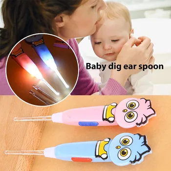 

Ar Spoon Cleaning with LED Lighting Cute Cartoon Animal Detachable Earwax Remover Tool Safety Cleaner Spoon for Kids health