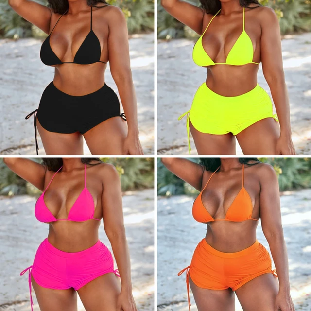 Women Bikini Set Padded Bra Push Up Swimwear Boy Shorts Bathing Suit Swimsuit  Swimming Costume