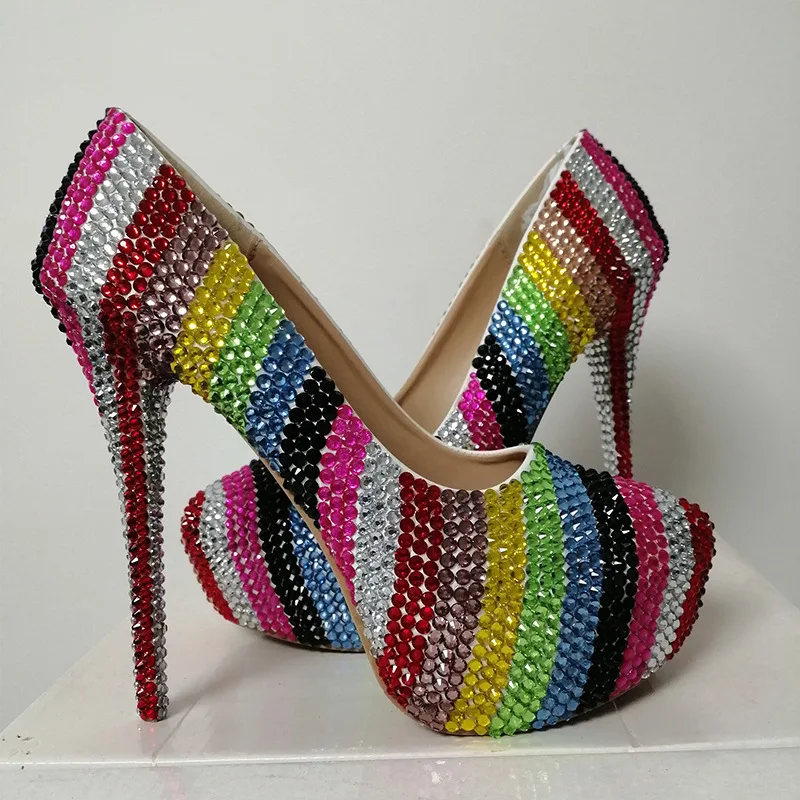 

Women Pumps Thin High Heels Sexy Sequined Cloth Slip On 14CM Round Toe Dress Office & Career Party Wedding women shoes 2023