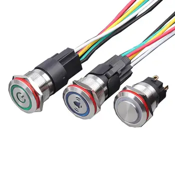 

1Pc 19mm Stainless Steel Button Switch ROHS Metal Signal Indicator Light IP65 Composite Button