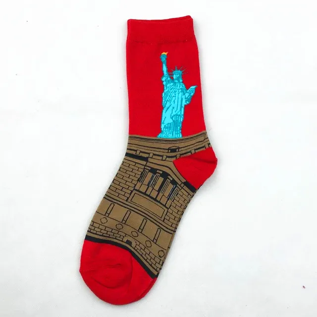 1 pair Hot Sale Classic Autumn Winter Retro Women Personality Art Van Gogh Mural World Famous Painting Female Sock Oil Socks 15