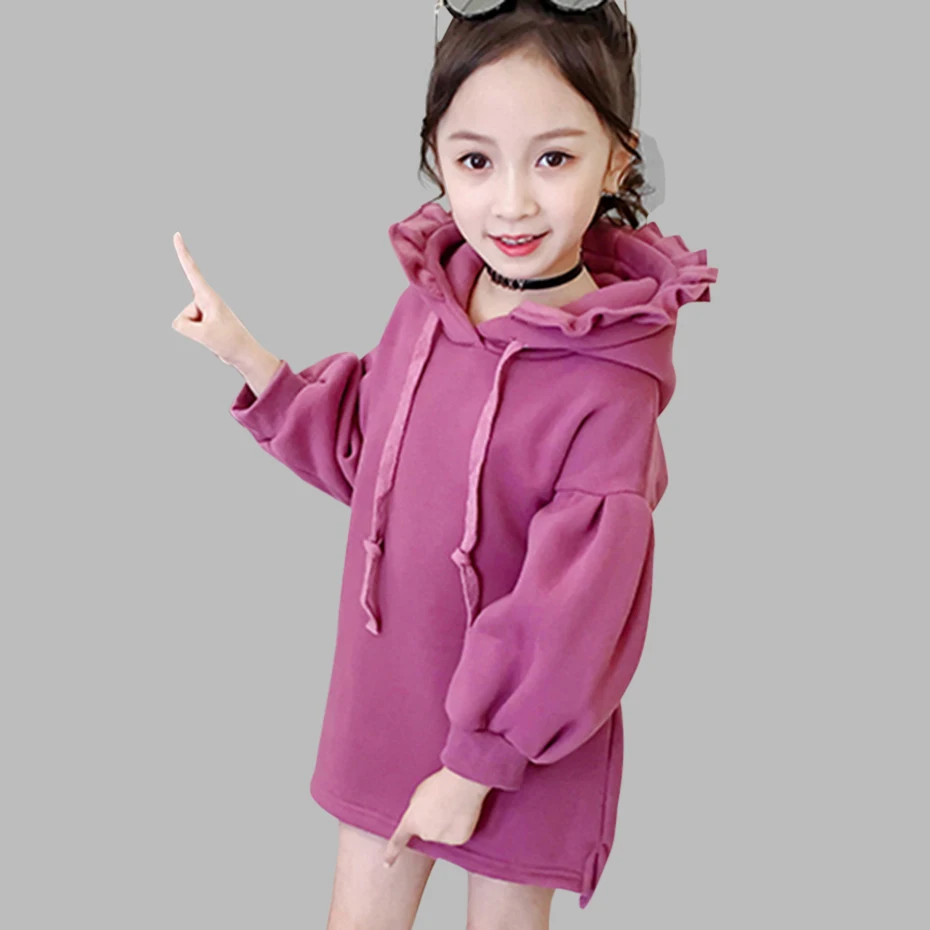 Sweatshirt Girl Pleated Hoodies For Girls Lantern Sleeve Sweatshirt For
