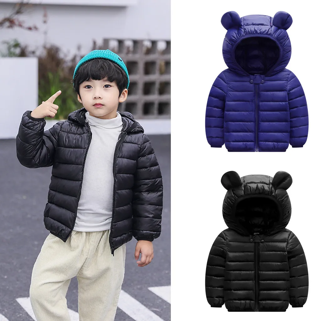 

Chlidren Boys Girl Winter Coats Jacket Kids ZipThick Ears Snow Hoodie Clothes Children's suit High Quality