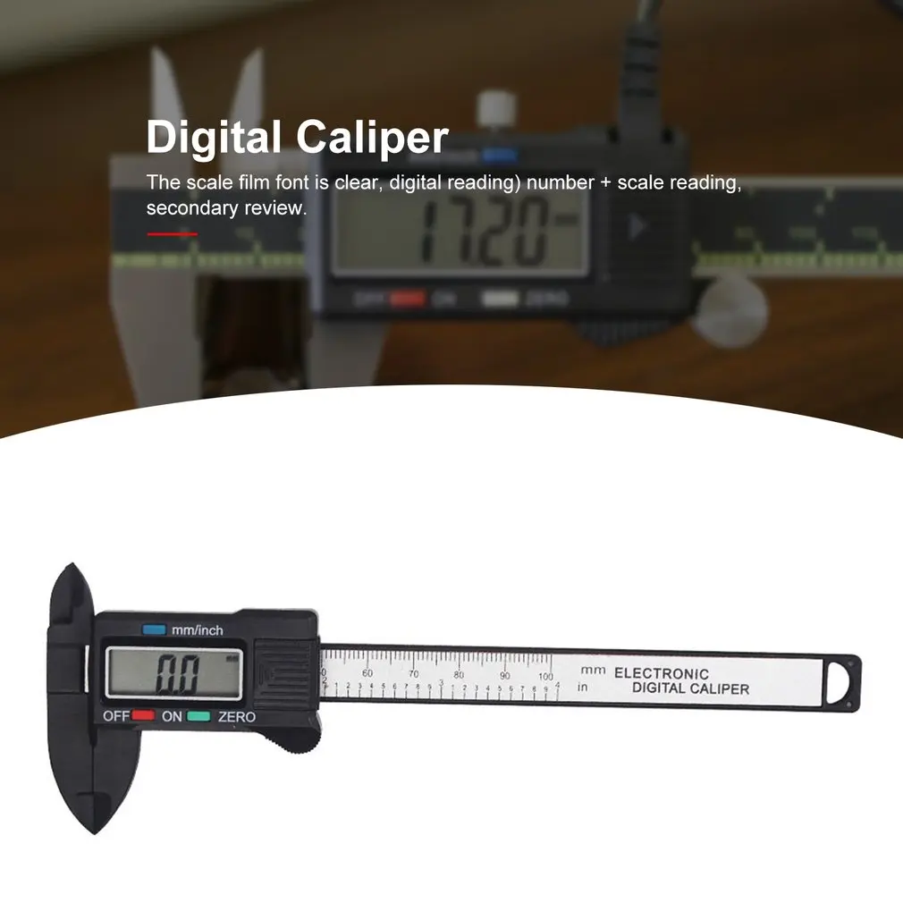 Измерительный инструмент, пластиковый ЖК-цифровой Электронный штангенциркуль из углеродного волокна, штангенциркуль, микрометр, цифровой штангенциркуль