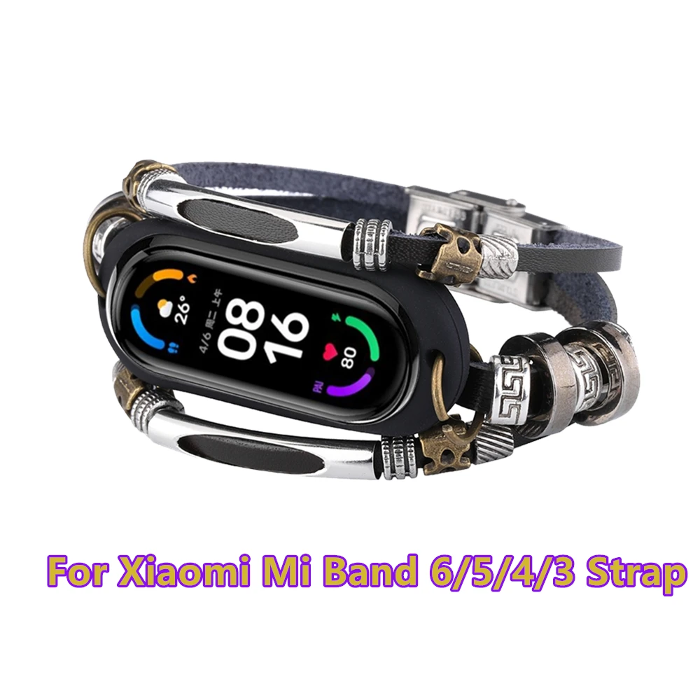 Сменный ремешок для умных часов Xiaomi Mi Band 6 5 4 3 кожаный металлический | Электроника
