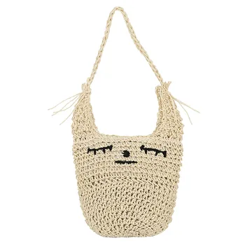 

Women Cute Smile Straw Bag Casual Wild Vacation Simple Weave Crossbody Bag Summer Hollow Handmade Crossbody Bags 2020 Bandolera