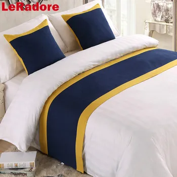 

Luxury Solid Bed Runner Hotel Scarf Set Protector Slipcover Bed Decorative Scarf King For Hotel 100% Polyester Cushion Cover