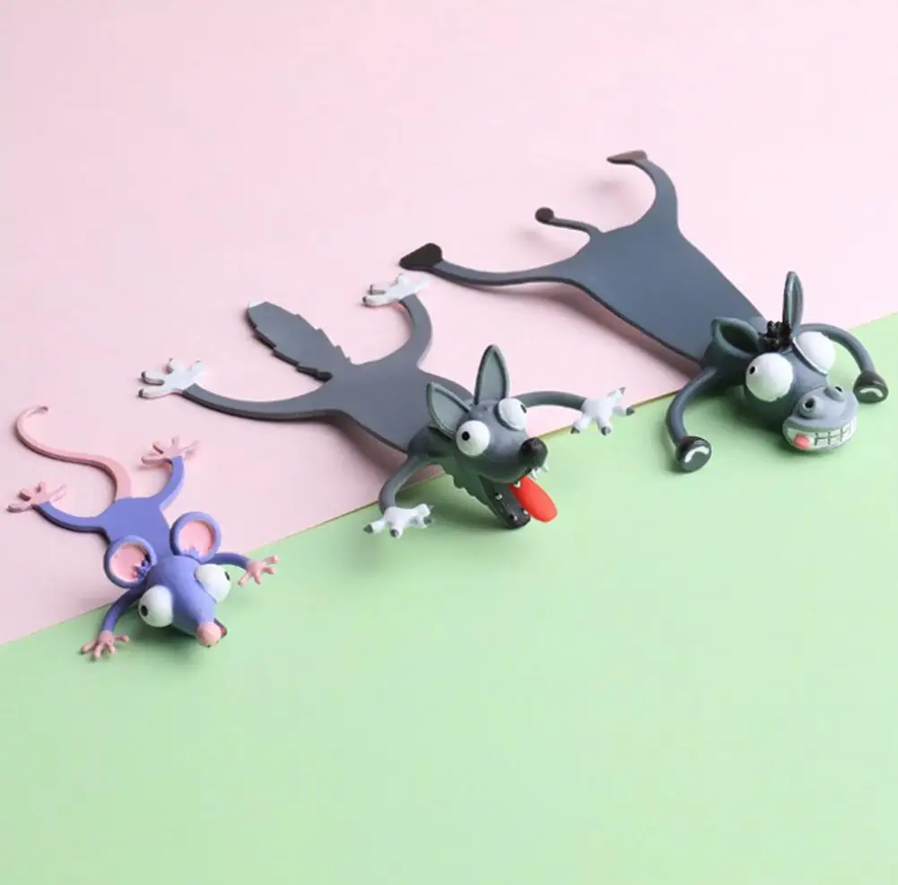 Kawaii 3D Bookmark Animal Squashed Cat Rabbit Mouse Bookmarks Creative Wolf Book Marks For Kids Girl's Gift Office School Kawaii afbeelding