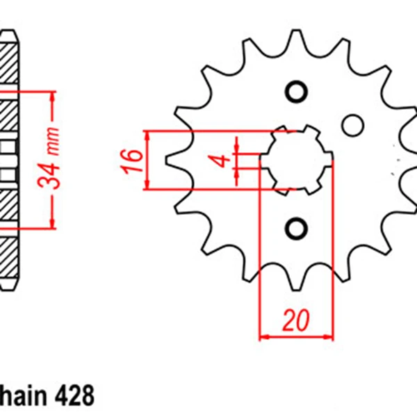 428 15T 17 мотоциклетная передняя Звездочка для Yamaha YZ80 YZ125 TZR80 RS100 T110 DT125 AG175 DT175 SR185 AG200 XT200 XT225 FZR250