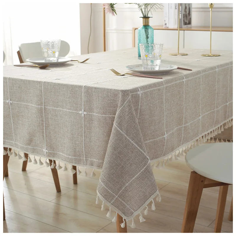 Coffee plaid Скатерть кисточка для скатерти прямоугольная имитация хлопчатобумажной скатерти покрытие для обеденного стола mantel mesa журнальный столик - Цвет: Coffee plaid