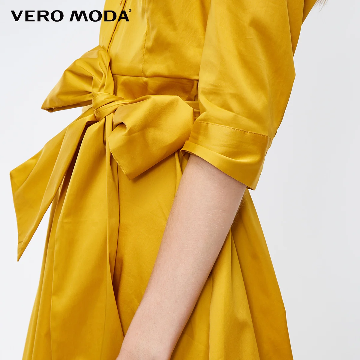 Vero Moda платье с v-образным вырезом и 3/4 рукавами из хлопка с заниженной талией | 31837C539