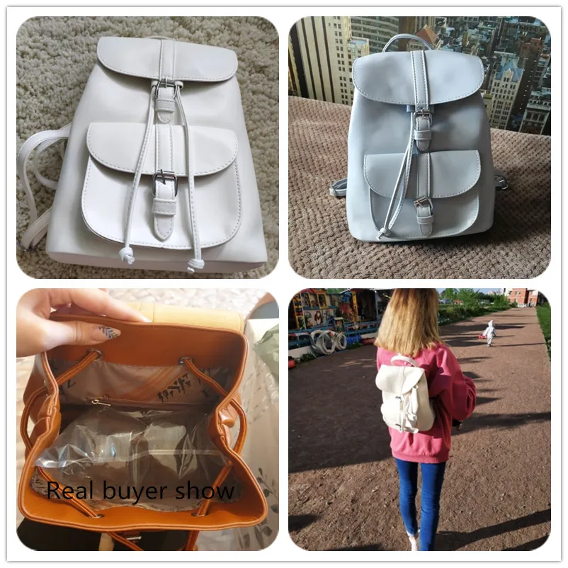  Miyahouse PU Leather Backpacks Trendy Female Drawstring Travel Bags Retro School Bags Women High Qu - 32865483007