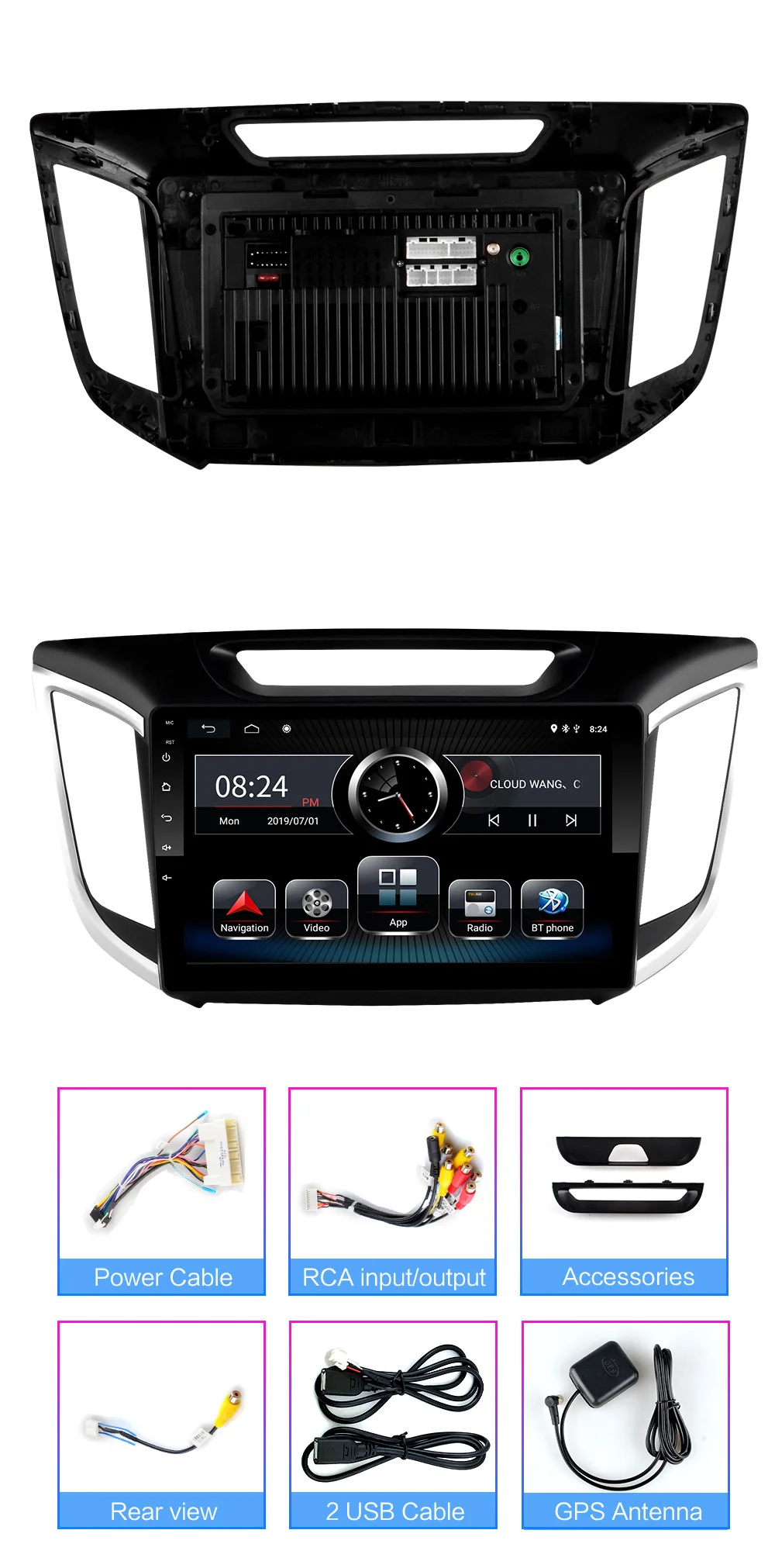 2G ram android 8,1 для hyundai ix25 creta 2Din Android автомобильный dvd gps мультимедийный плеер Радио Видео Аудио