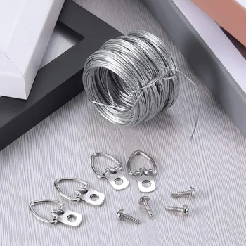 

Picture Hanging Kit 20pcs D-Ring Picture Hangers with Screws Picture Hanging Wire Supports up to 30 lbs Tools Accessories