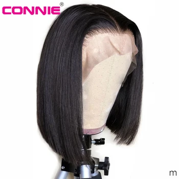 

Connie 13X4 Short Lace Front Human Hair Wigs Brazilian Bob Wig with Pre Plucked Hairline For Black Women Remy Hair