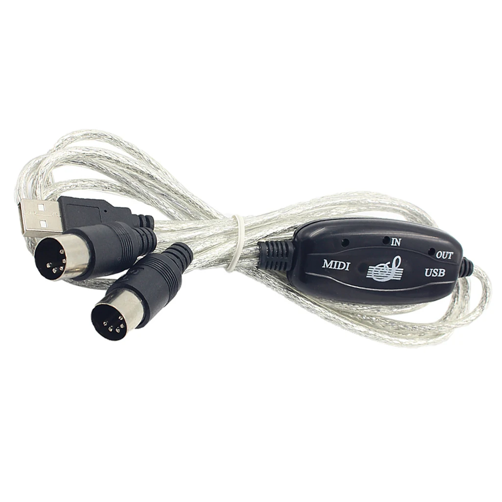 MIDI To USB Interface Cable Cord Converter PC To Music Keyboard Instrument