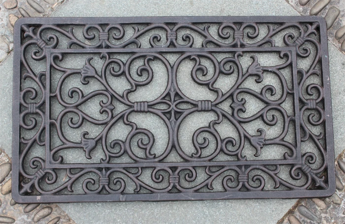  Cast Iron Door Mat Small Durable Decorative Outdoor Scroll Doormat Home Kitchen Hallway Accessories - 32694413647
