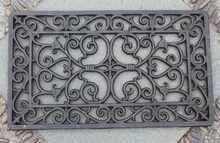 Cast Iron Door Mat Small Durable Decorative Outdoor Scroll Doormat Home Kitchen Hallway Accessories Rectangular Home Garden Yard