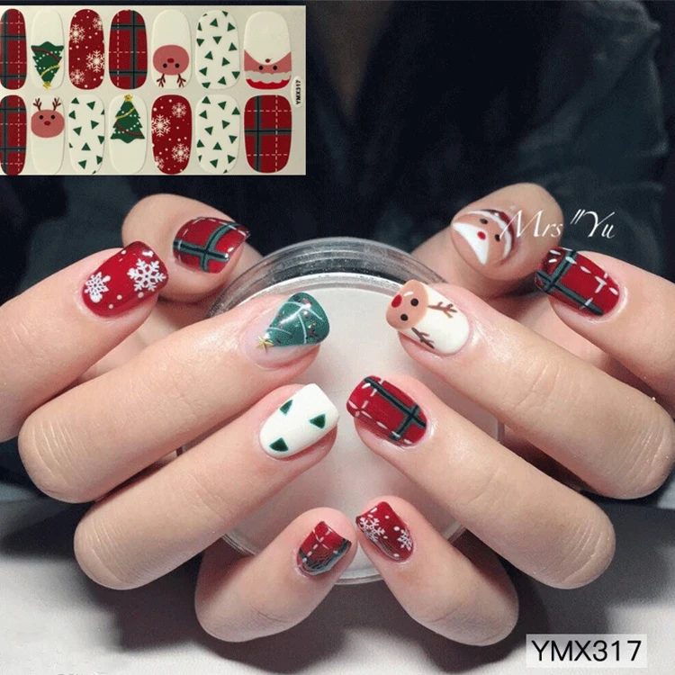 DIY Nail Art ремесло обертывания Рождественская тема наклейки для ногтей Снеговик Снежинка узоры клей год наклейки для подарков