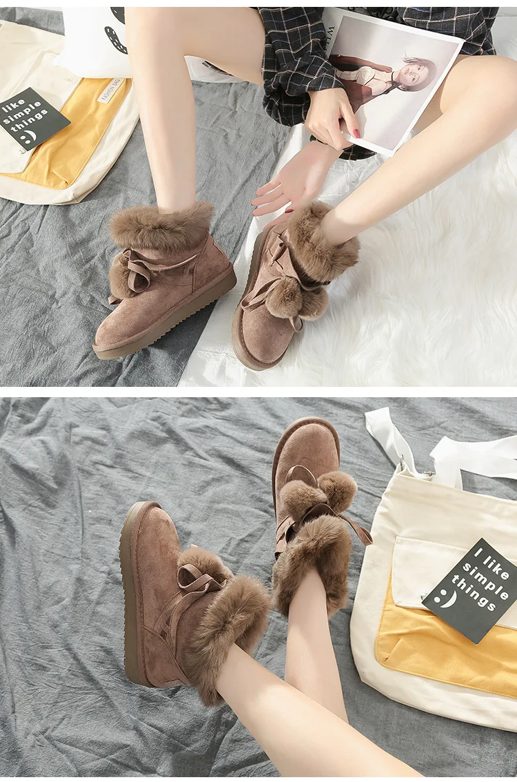Whoholl Quality Woman Boots Round Toe Yarn Elastic Ankle Boots Thick Heel Flat Heels Shoes Woman Female Socks Boots Winter