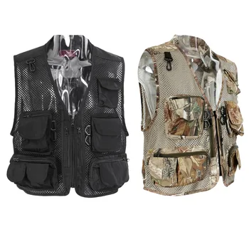 

Mens Mesh Fishing Vest Photography Work Multi-pockets Outdoors Journalist Vest Jacket Sports Safety Fishing Vest