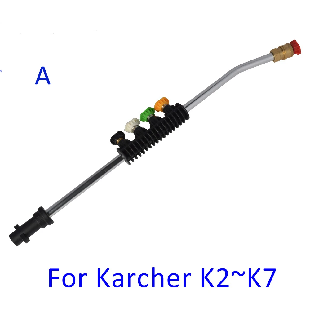 Kopen Car Cleaning Auto Wasmachine Wand Tips Metal Lance Spear Nozzle met 5 Quick Tips Voor K K2 K3 K4 K5 k6 K7 Hoge Hogedrukreinigers