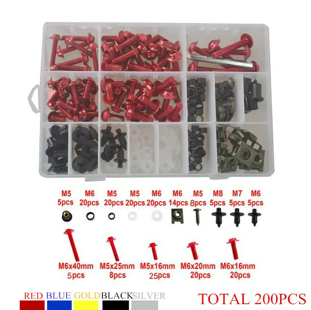 Для Aprilia RS250 RSV4 1000 1996-2018 200x Полный Комплект болтов обтекателя винтовые клипсы |