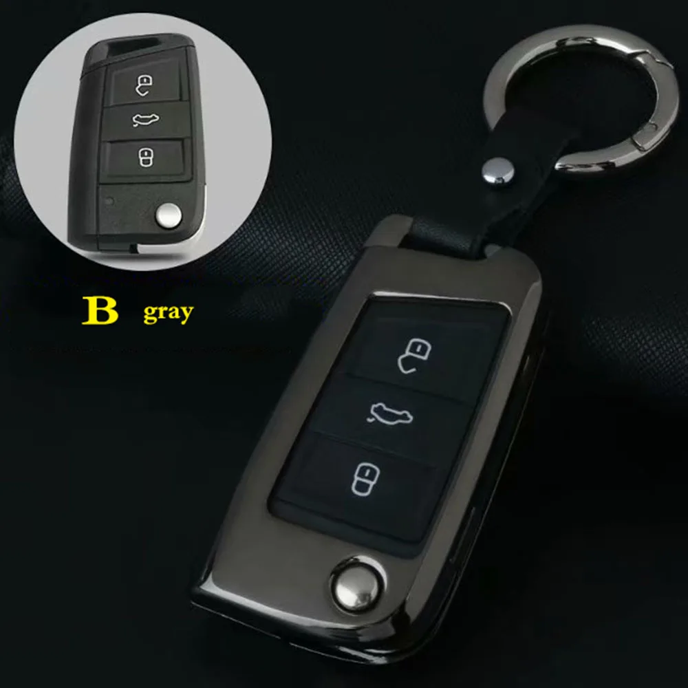 Чехол для ключа автомобиля VW Passat CC Jetta MK5 MK6 Golf 6 7 Polo Touareg Tiguan Sharan Scirocco EOS Sagitar Lang Yi Bora Lingdu - Название цвета: B gray
