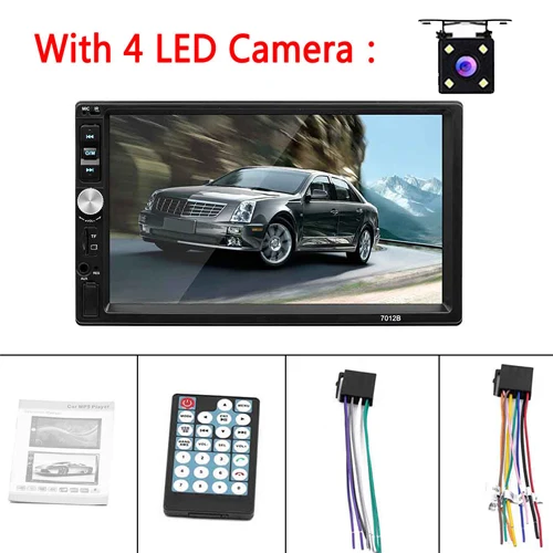 With 4 LED Camera AMPrime 2din автомобильный радиоприемник " MP5 плеер с сенсорным экраном цифровой дисплей Bluetooth мультимедиа авторадио Зеркало Ссылка FM медиа стерео - Цвет: With 4 LED Camera