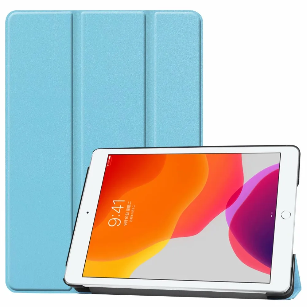 Легкий чехол для планшета с функцией автоматического сна/пробуждения для нового IPad 7th Gen 10,2 дюймов Trifold Smart Cover для IPad 7 подставка Coque+ ручка