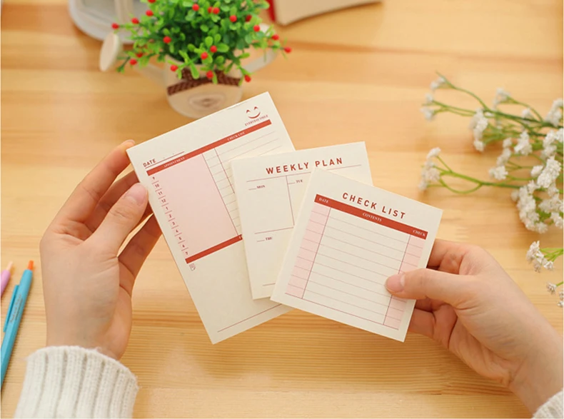 Kawaii Липкие заметки милые еженедельные Memopad To Do List креативные N Times ежемесячные заметки проверочные листы офисные школьные канцелярские принадлежности