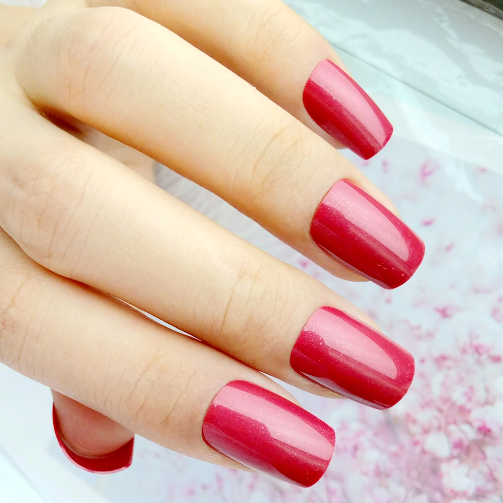 

24pcs multicolor glossy red medium-length flat false nails with design DIY full coverage female finger manicure tool