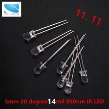 10 шт./лот 5 мм 30 градусов Инфракрасный светодиодный ИК-светодиод IR светодиодный 850nm 14mil чип 100 мВт для камеры безопасности более четкое изображение
