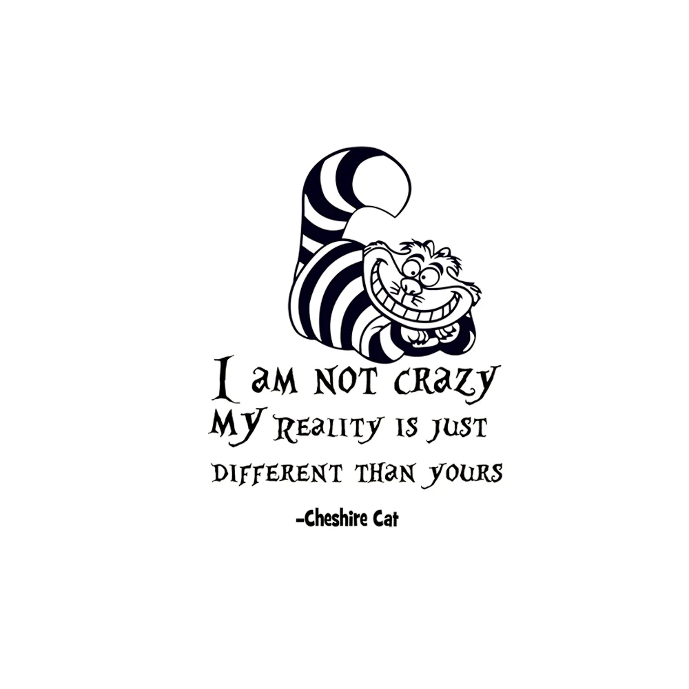 Alice-In-Wonderland-Wall-Sticker-Cat-Quotes-I-Am-Not-Crazy-Vinyl-Decals-Room-Wall-Art 副本