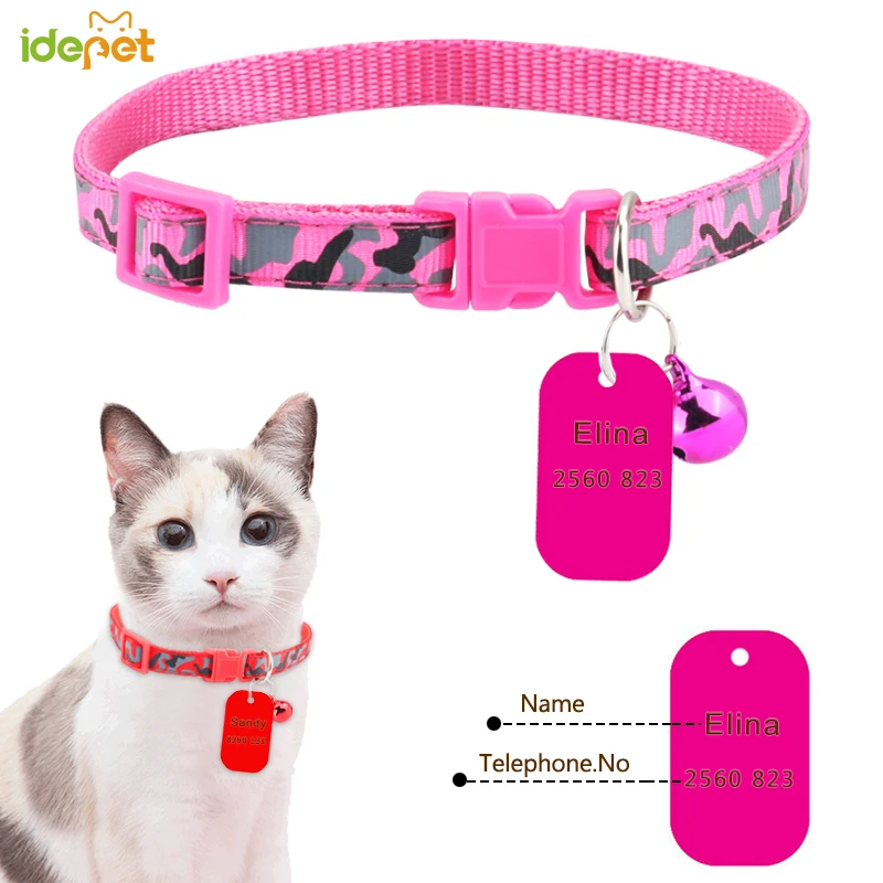Reflective Customized Cats Collars Harnesses Cat Sheet Personalized Dogs ID Tag Cats Collar Dog