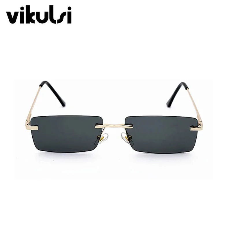 Роскошные маленькие квадратные женские солнцезащитные очки Брендовые дизайнерские желтые солнцезащитные очки без оправы женские модные ретро-оттенки lunette 90s UV400 - Цвет линз: E260 black