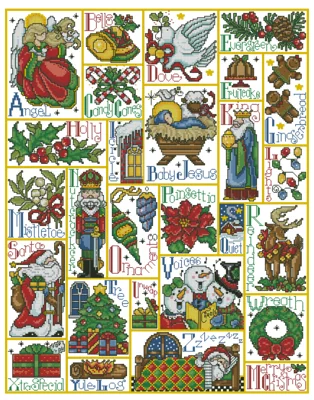

HH MM Counted Cross Stitch Kit DW 5458 Christmas alphabet ABC Handmade Needlework For Embroidery 14ct Cross Stitch